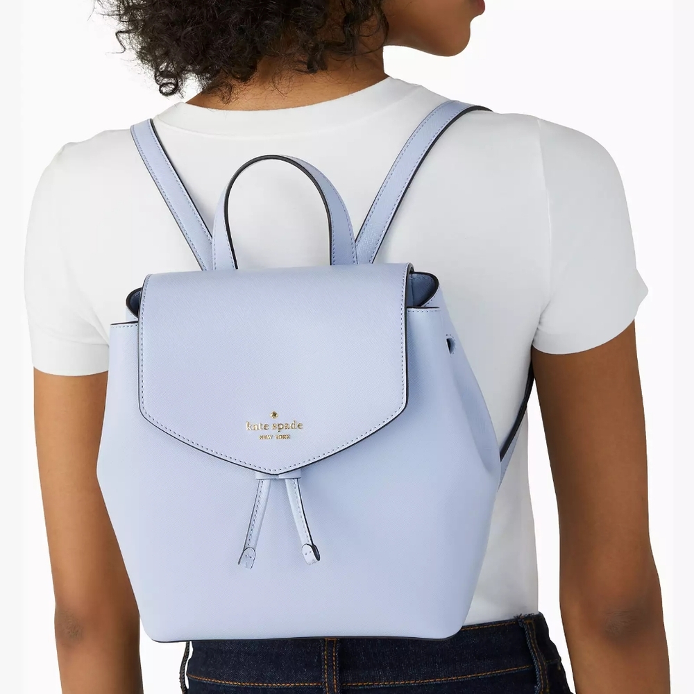 🆕️Kate Spade Lizzie Medium Saffiano Leather  Backpack Candied Flower Blue Color